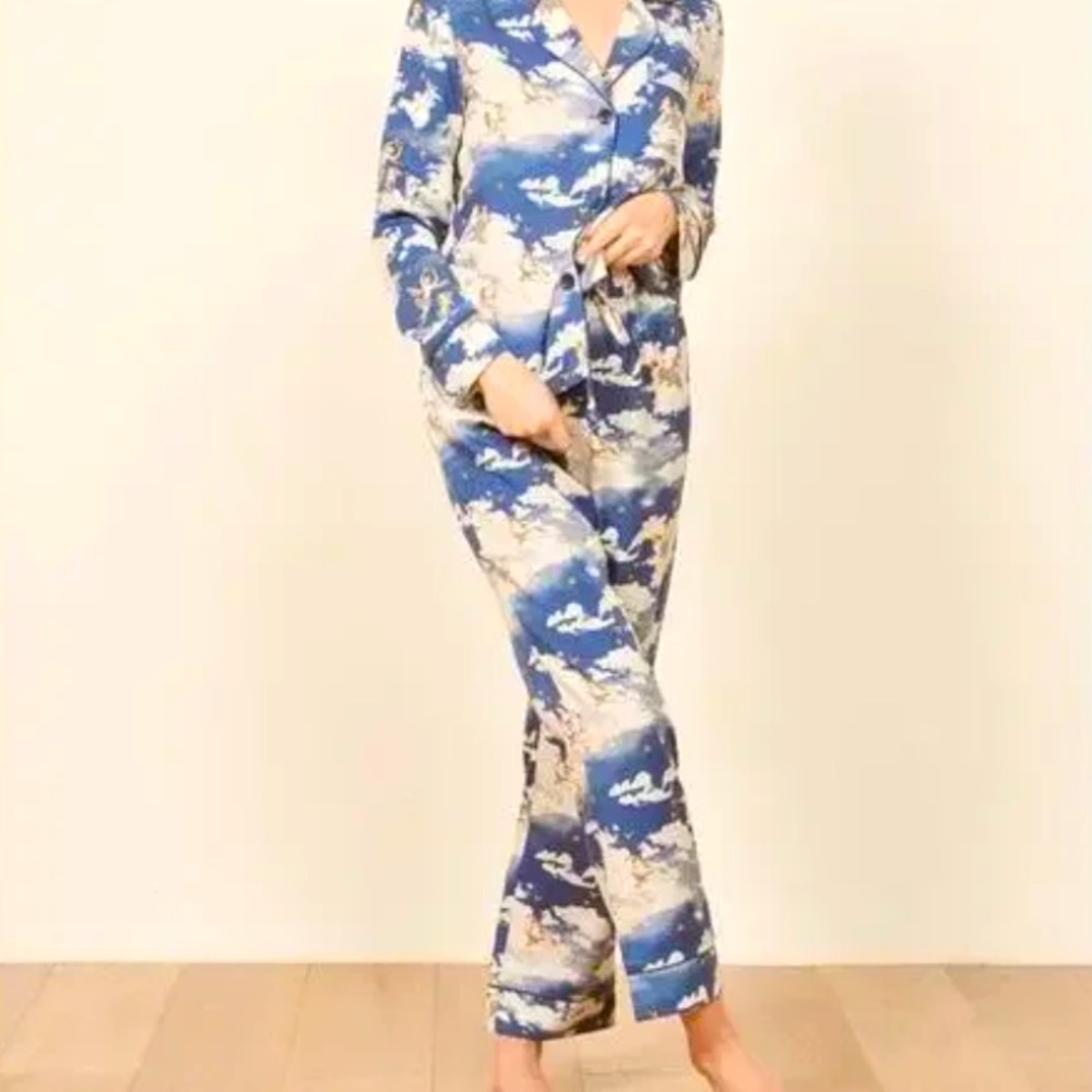 Reformation Cherub Pajama Pants in an Angel Cloud Sky Size XS